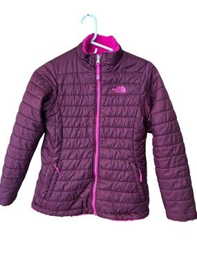 NORTH FACE Girls Large 14 -16 Burgundy Pink Mossbud Swirl Reversible Jacket